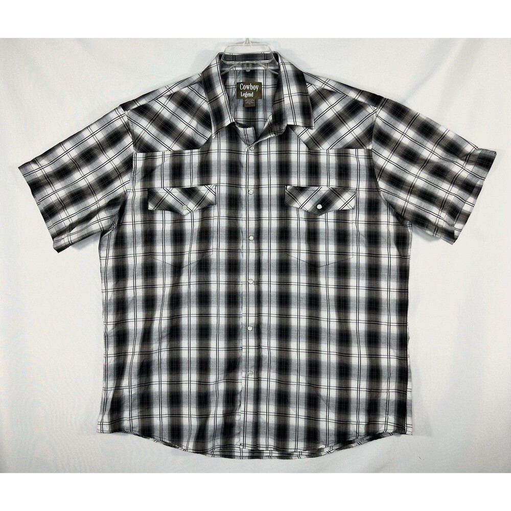 Cowboy Legend Western Shirt Men's Size 3XL Pearl Snap Button Up Plaid Black